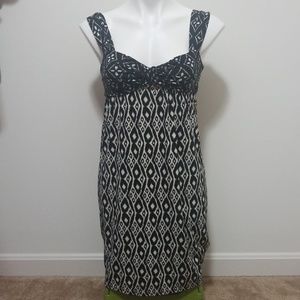 Max Studio Black Geometric Print Babydoll Dress